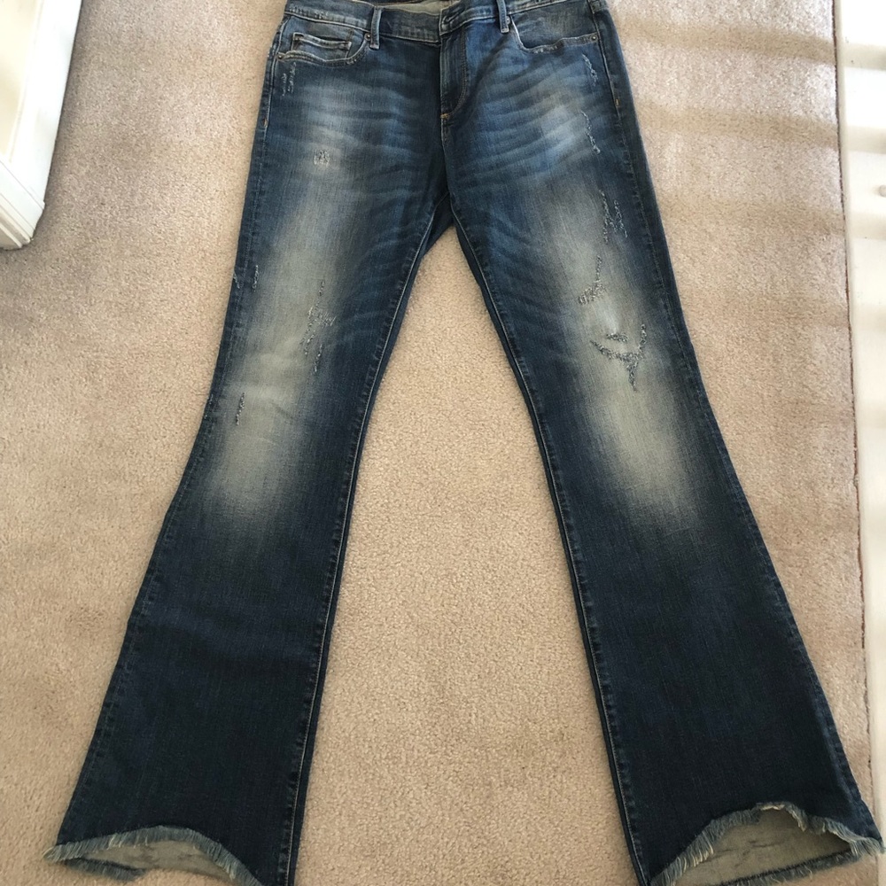 Driftwood distressed fringe Eva jeans sz 30 flare